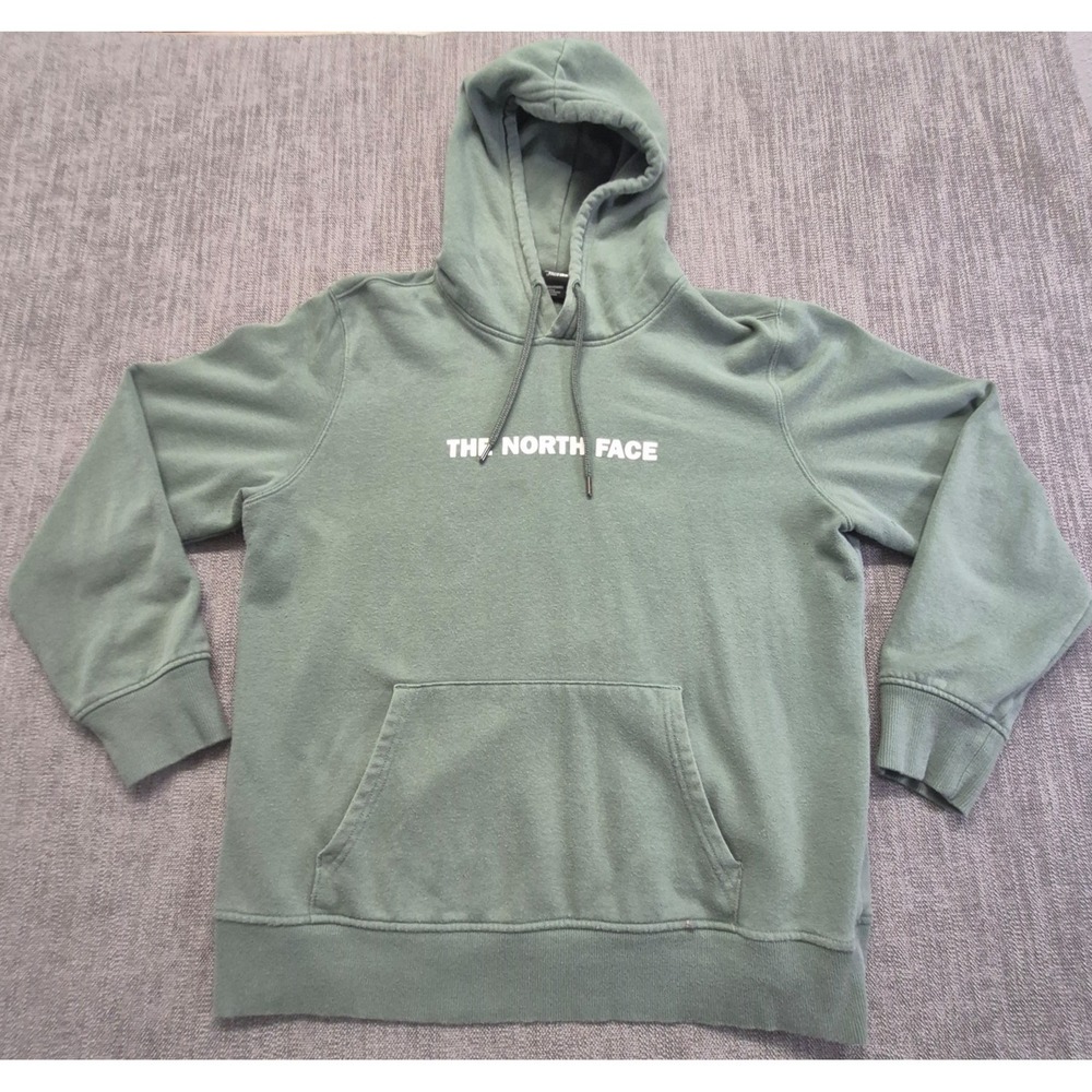 The North Face women's green hoodie sweatshirt LG front pocket drawstring logo